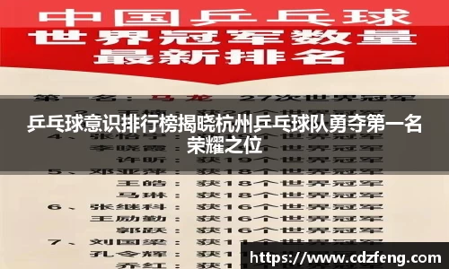 乒乓球意识排行榜揭晓杭州乒乓球队勇夺第一名荣耀之位